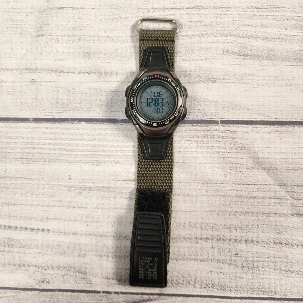 Remington Digital Field Watch Olive Green Nylon Strap Compass Bezel 100ft WR